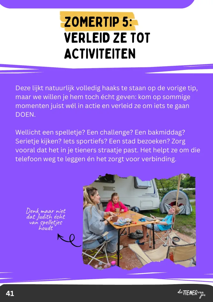 Voorbeeldpagina met activiteiten voor de zomer