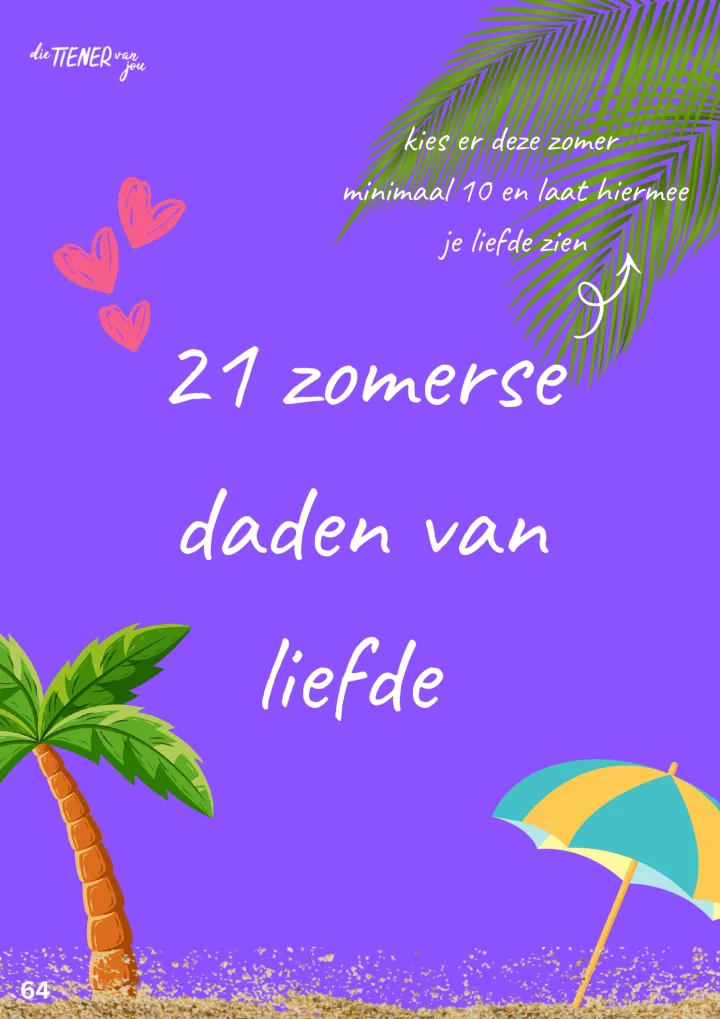 Voorbeeldpagina met zomerse daden van liefde