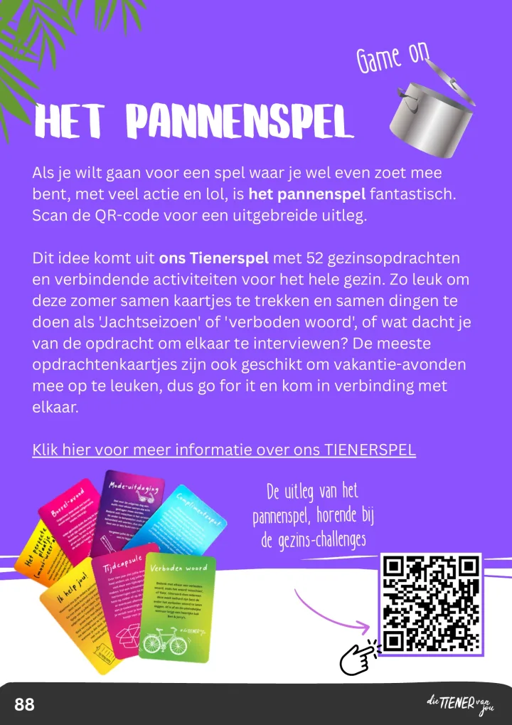 Voorbeeldpagina met het pannenspel